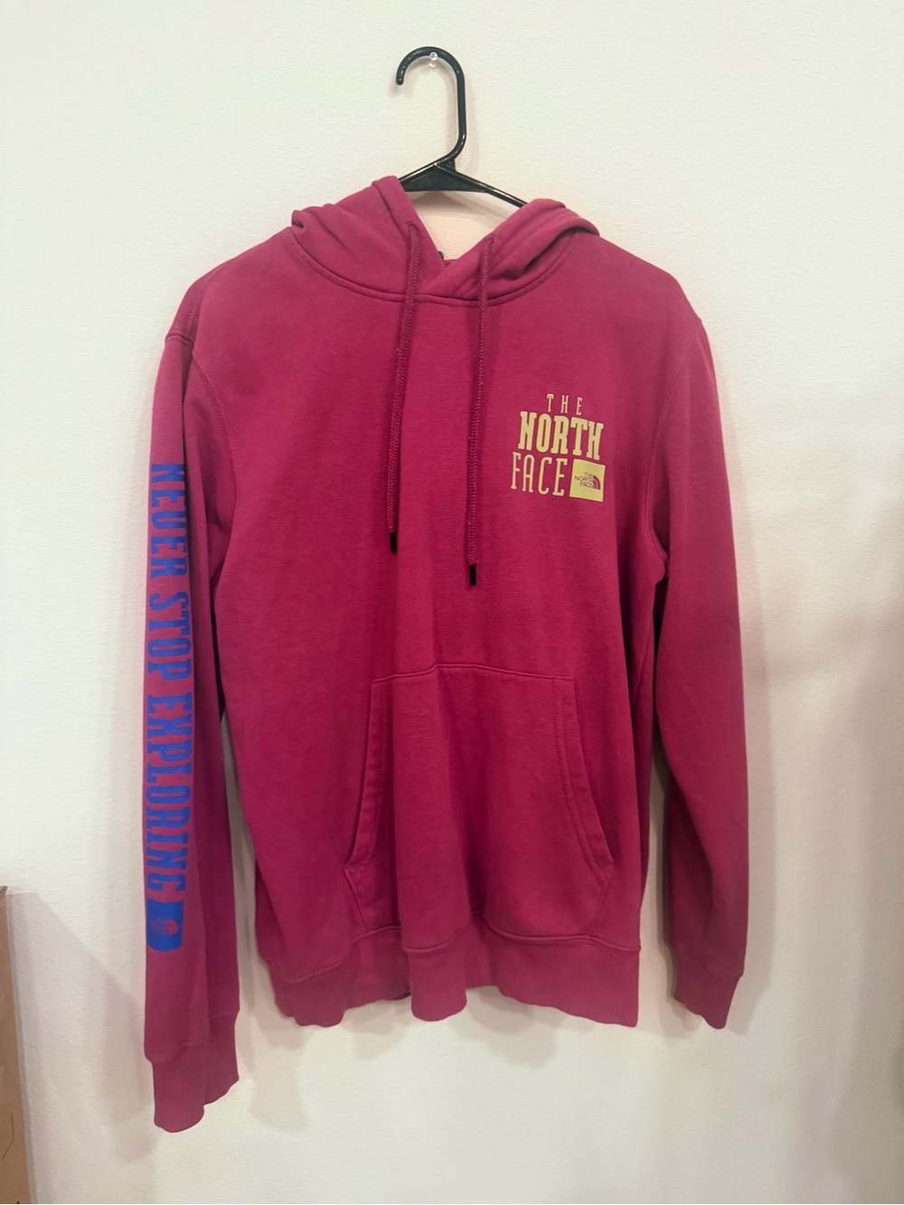 The North Face Men's Berry Crewneck Hoodie with Blue Sleeve Print